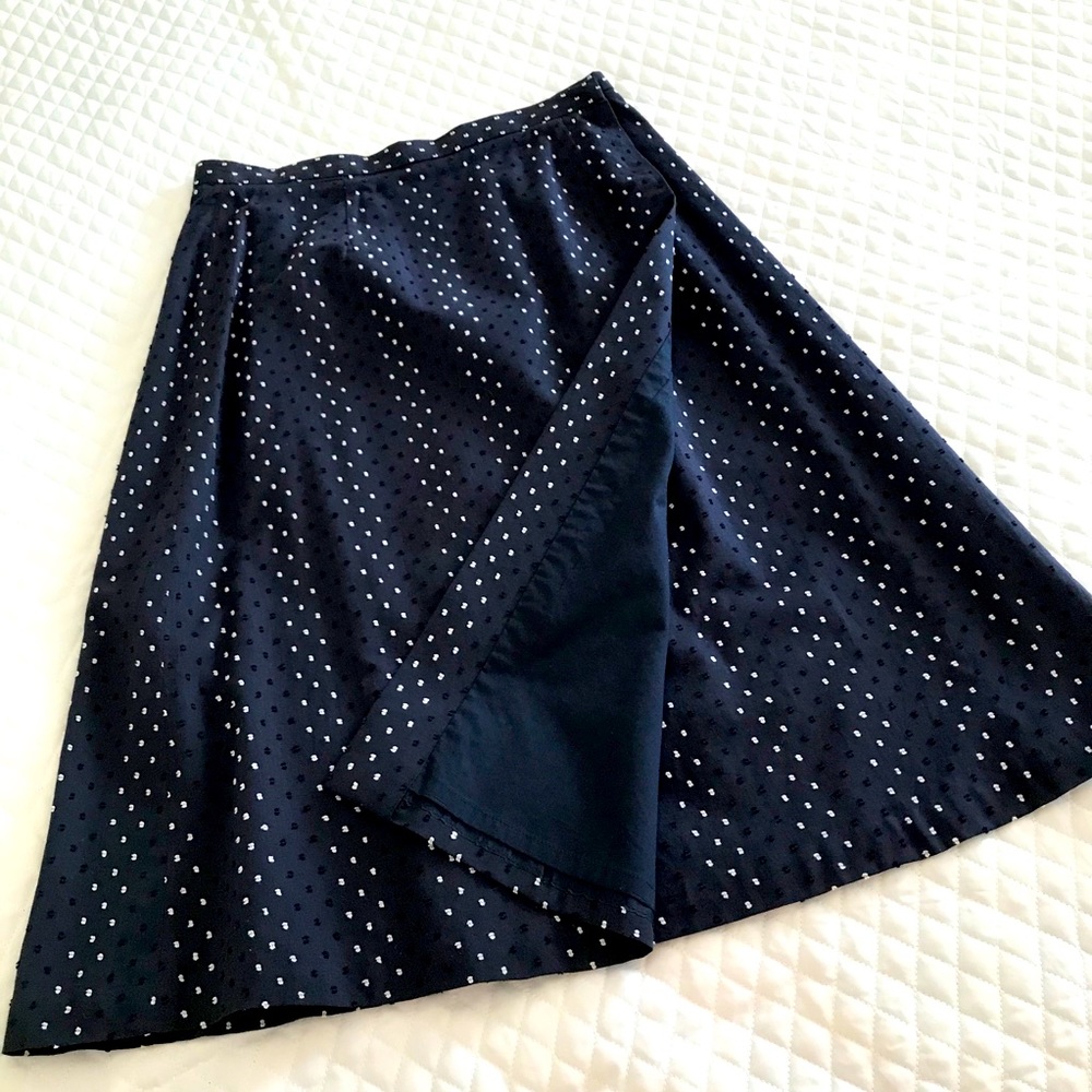 Talbots Navy Eyelet Wrap Midi Knee Length Skirt 8